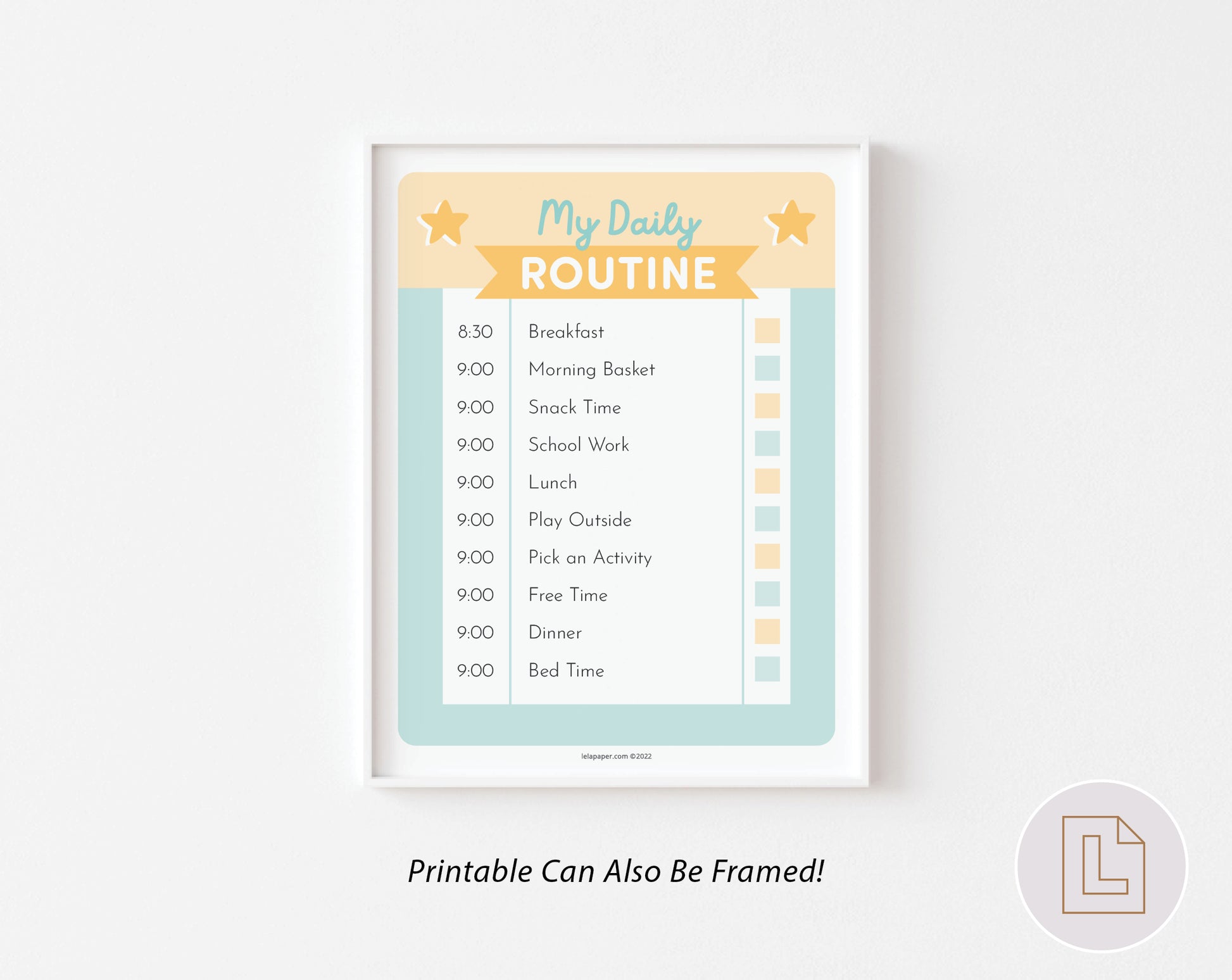 Daily Routine Editable Chart Blue – Lela Paper