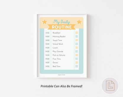 Daily Routine Editable Chart Blue
