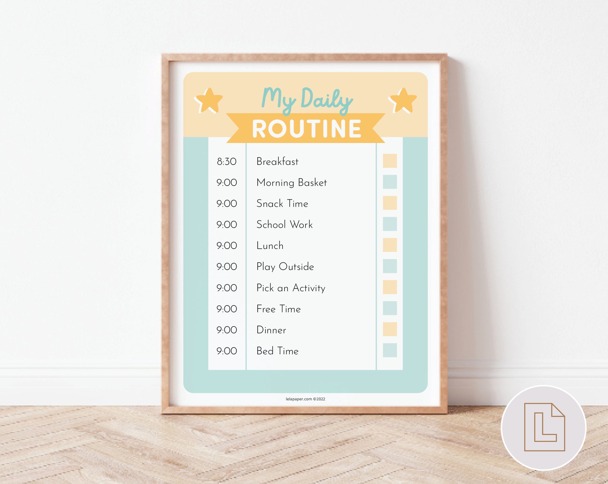 Daily Routine Editable Chart Blue – Lela Paper
