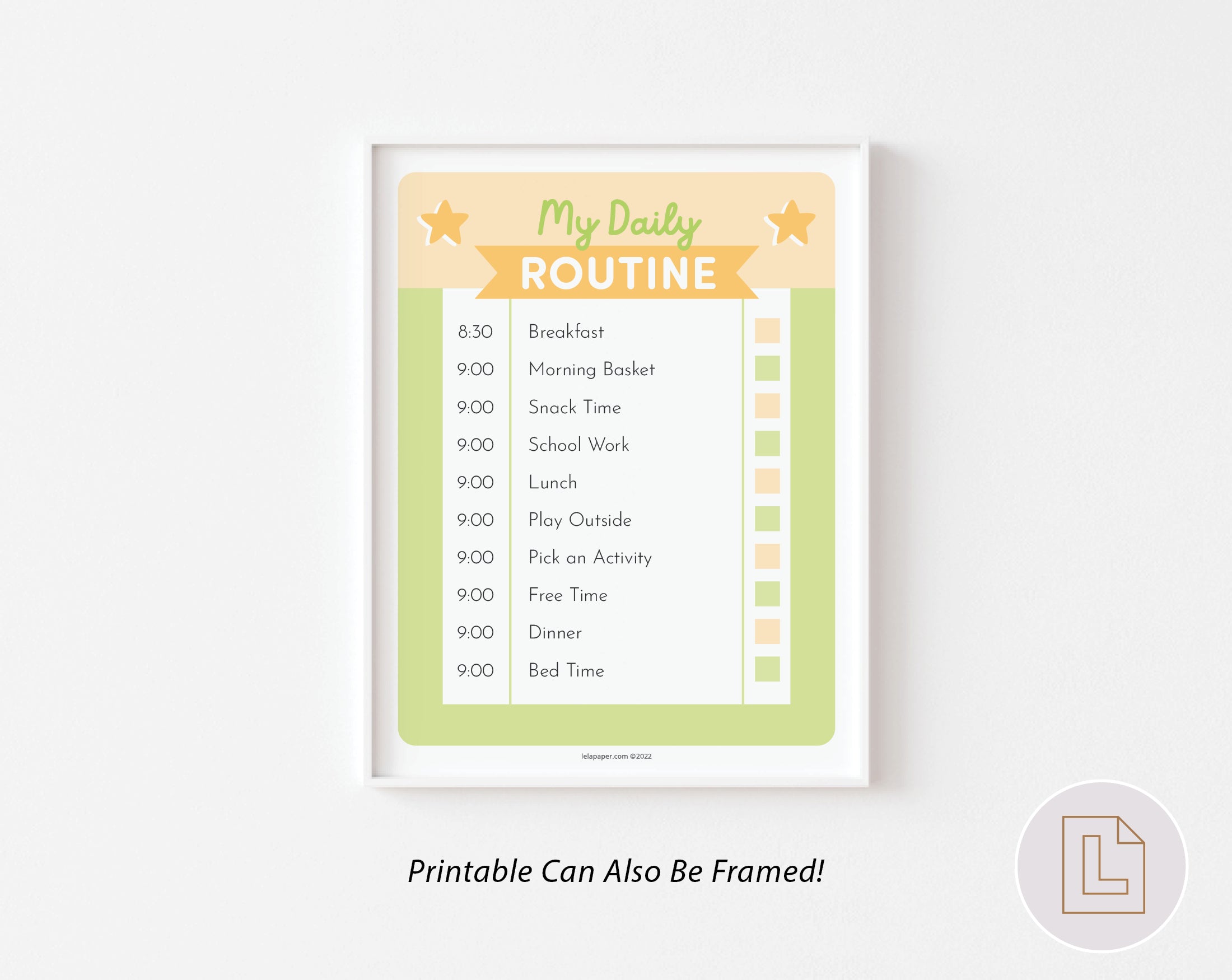 Daily Routine Editable Chart Green – Lela Paper