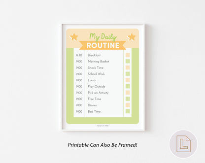 Daily Routine Editable Chart Green