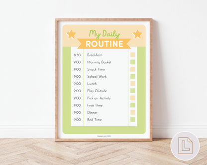 Daily Routine Editable Chart Green