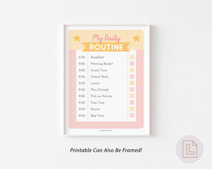 Daily Routine Editable Chart Pink