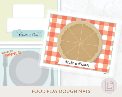 Food Activity Play Dough Mat - Cake, Dinner, Pizza