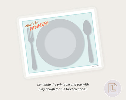 Food Activity Play Dough Mat - Cake, Dinner, Pizza