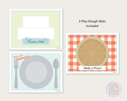 Food Activity Play Dough Mat - Cake, Dinner, Pizza