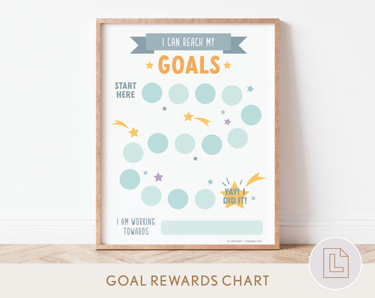 I Can Reach Goals Rewards Sticker Chart - Blue