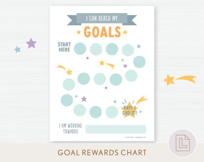 I Can Reach Goals Rewards Sticker Chart - Blue