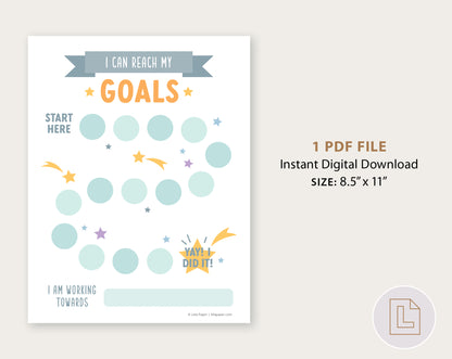 I Can Reach Goals Rewards Sticker Chart - Blue