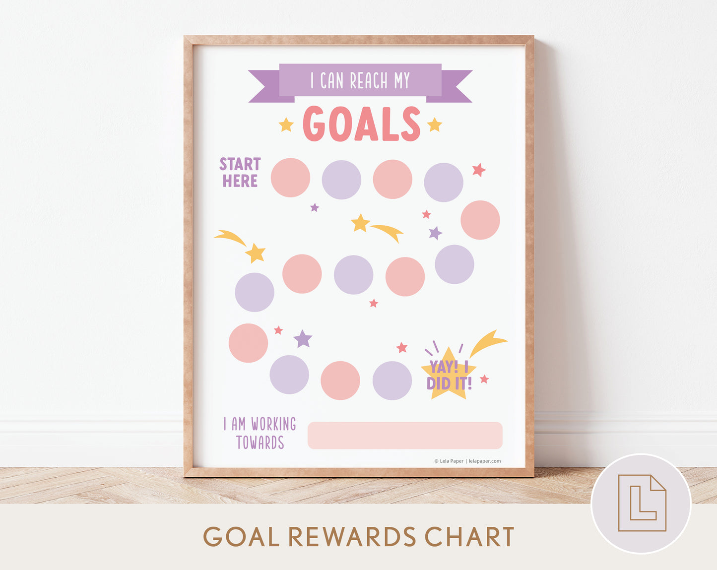 I Can Reach Goals Rewards Sticker Chart - Pink