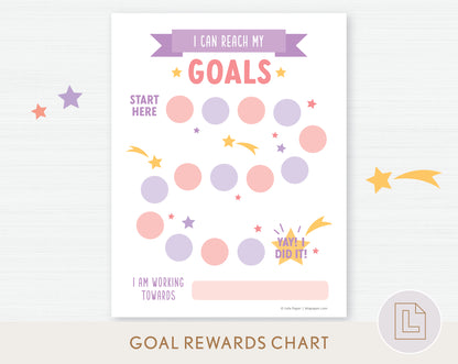 I Can Reach Goals Rewards Sticker Chart - Pink