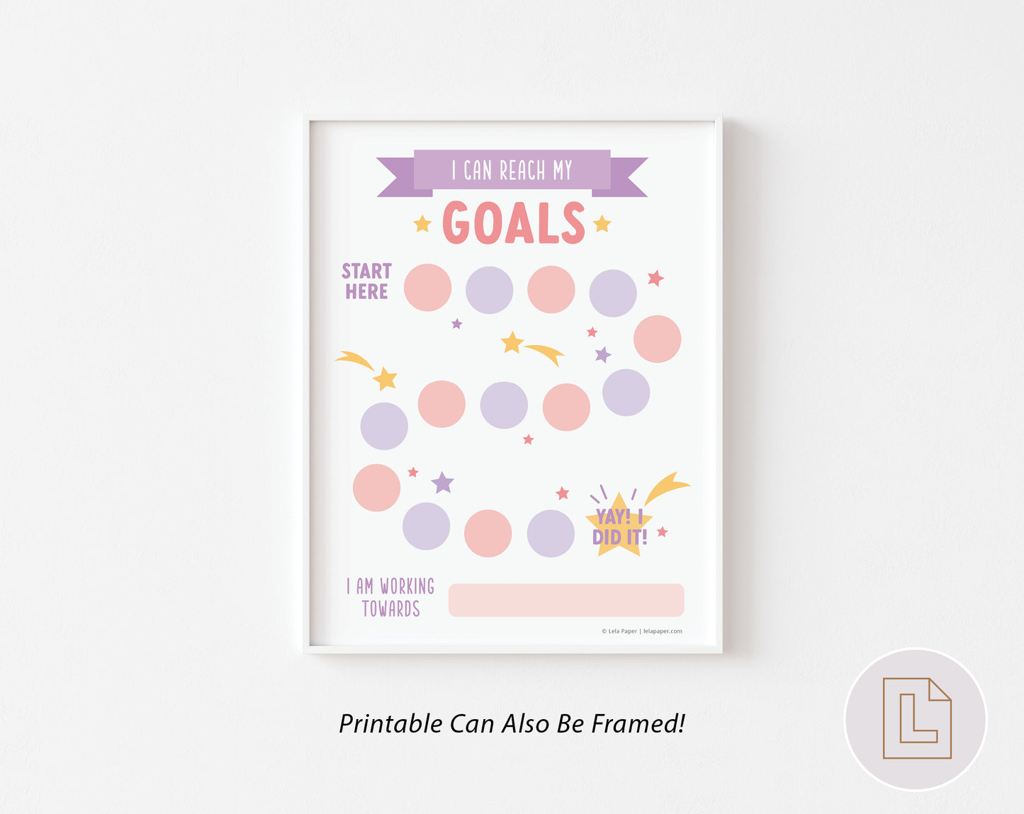 I Can Reach Goals Rewards Sticker Chart - Pink