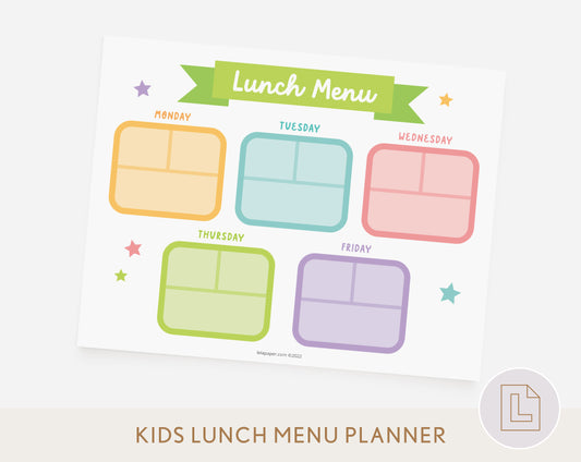 Lunch Weekly Menu Planner Chart