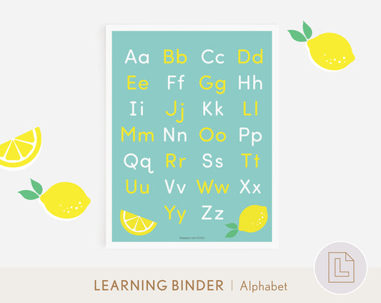 Learning Binder Lemonade – Alphabet Printable
