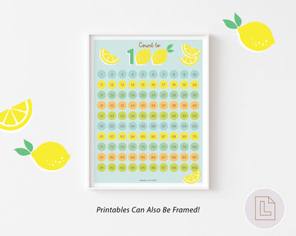 Learning Binder Lemonade – Counting Numbers Printable - 10, 20, 100