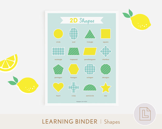 Learning Binder Lemonade – 2D Shapes Printable