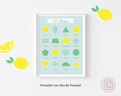 Learning Binder Lemonade – 2D Shapes Printable