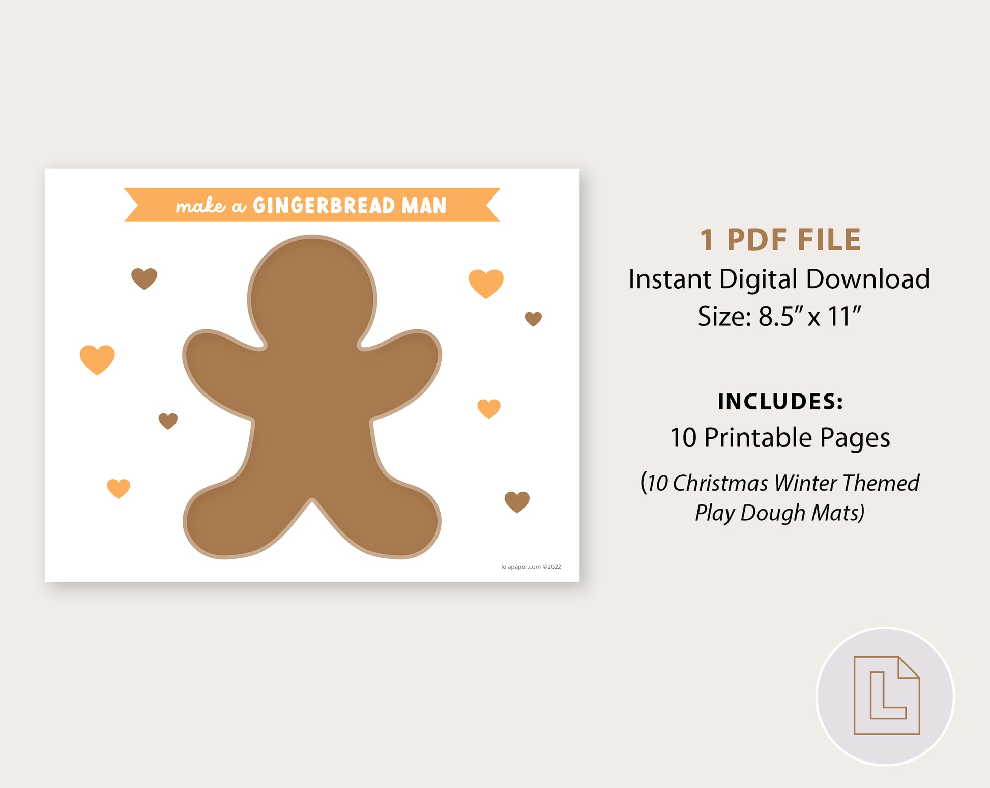 Gingerbread Play Dough Mats {Instant Download}