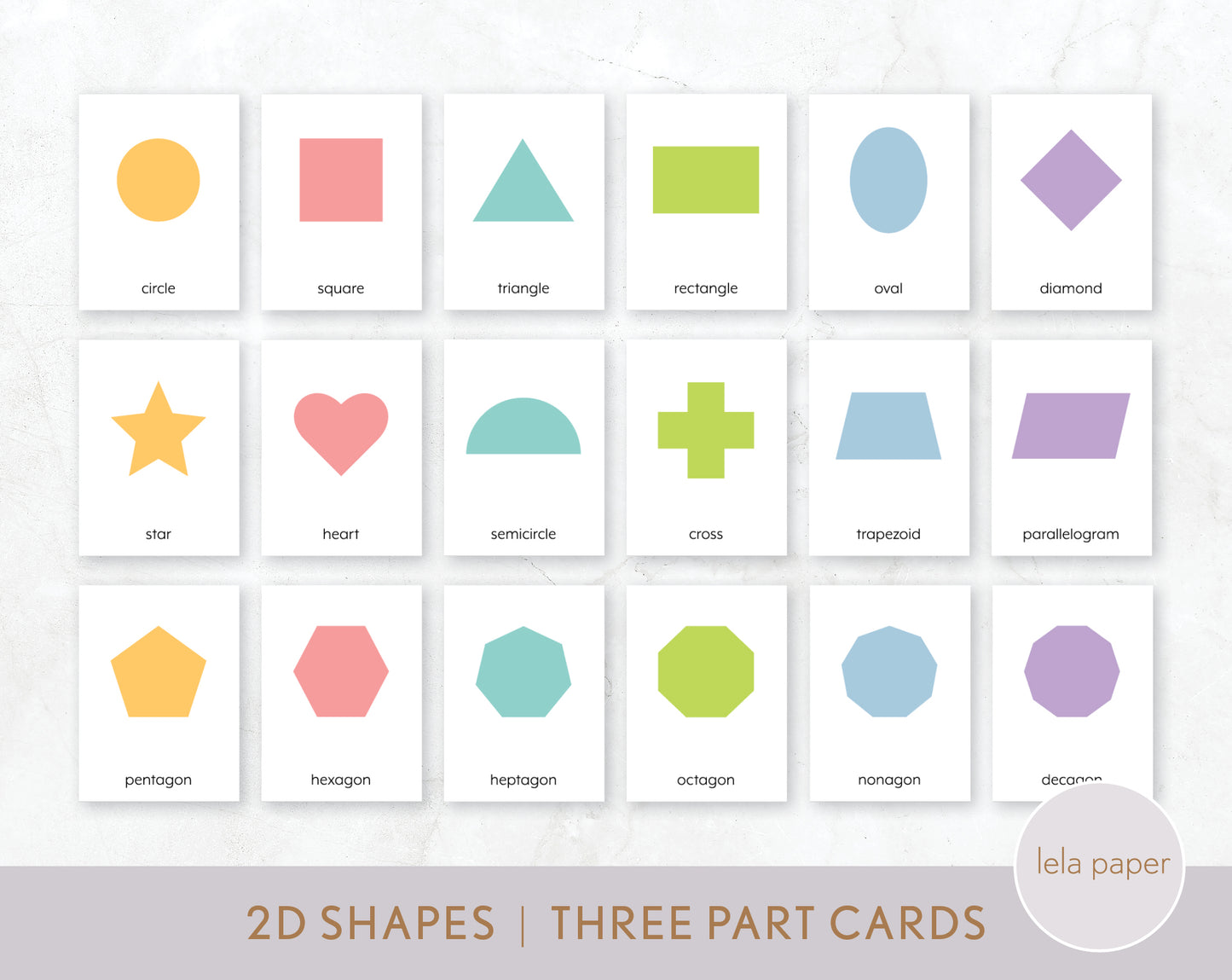 Basic Shapes Minimalist Flash Cards Printable