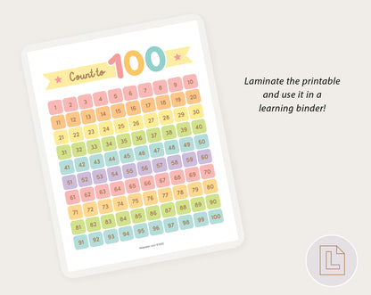 Hundred 100 Number Chart Pink