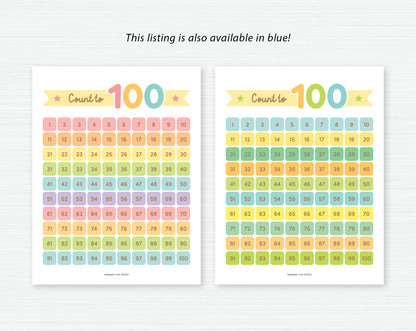 Hundred 100 Number Chart Pink