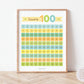 Hundred 100 Number Chart Blue