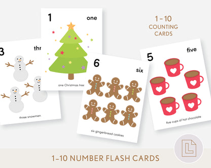 Christmas Counting Flash Cards Numbers 1-10