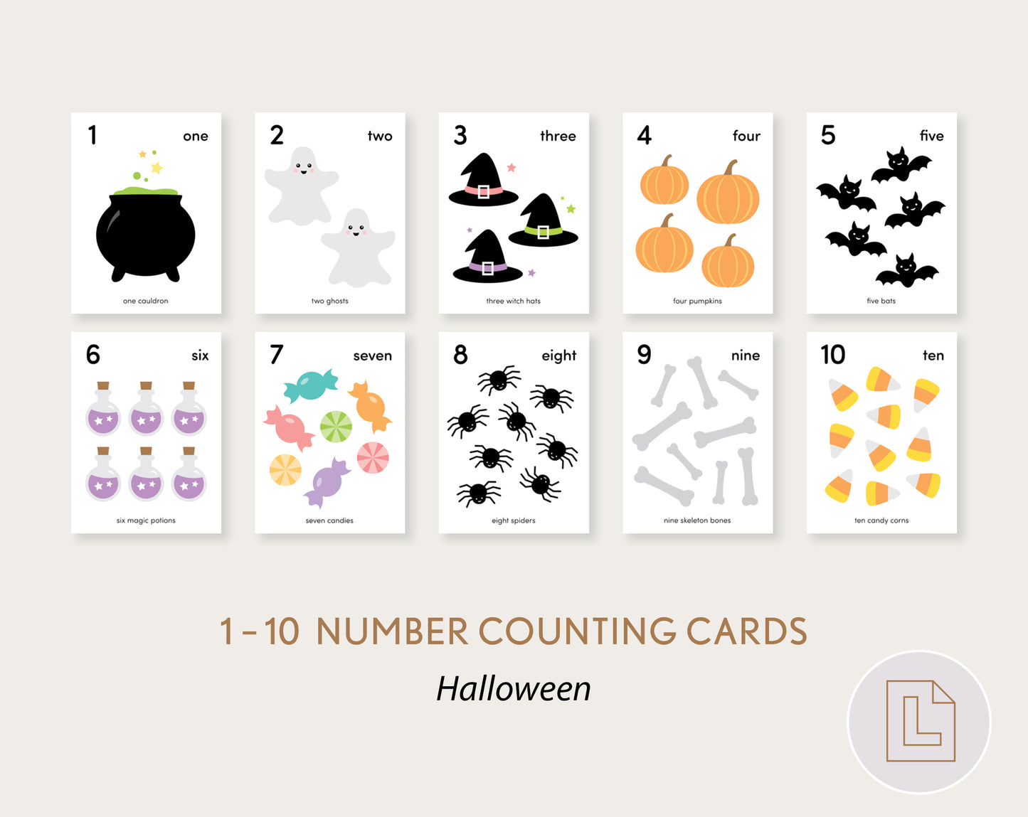 Halloween Counting Flash Cards Numbers 1-10