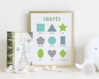 Educational Learning Poster Wall Art | Blue Gray