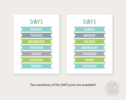 Educational Learning Poster Wall Art | Blue Gray