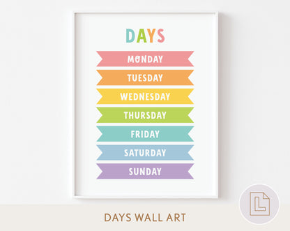 Days of the Week | Educational Poster Wall Art