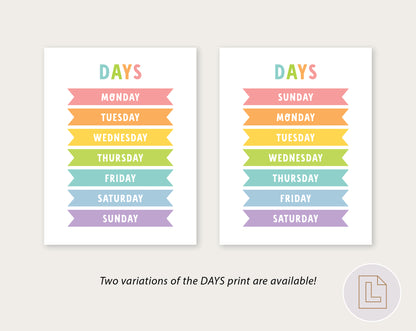 Days of the Week | Educational Poster Wall Art