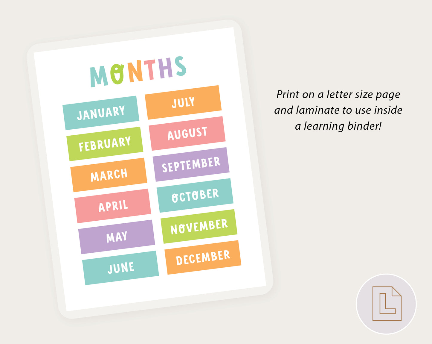 Months of the Year | Educational Poster Wall Art