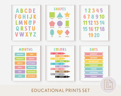 Educational Learning Poster Wall Art | Rainbow