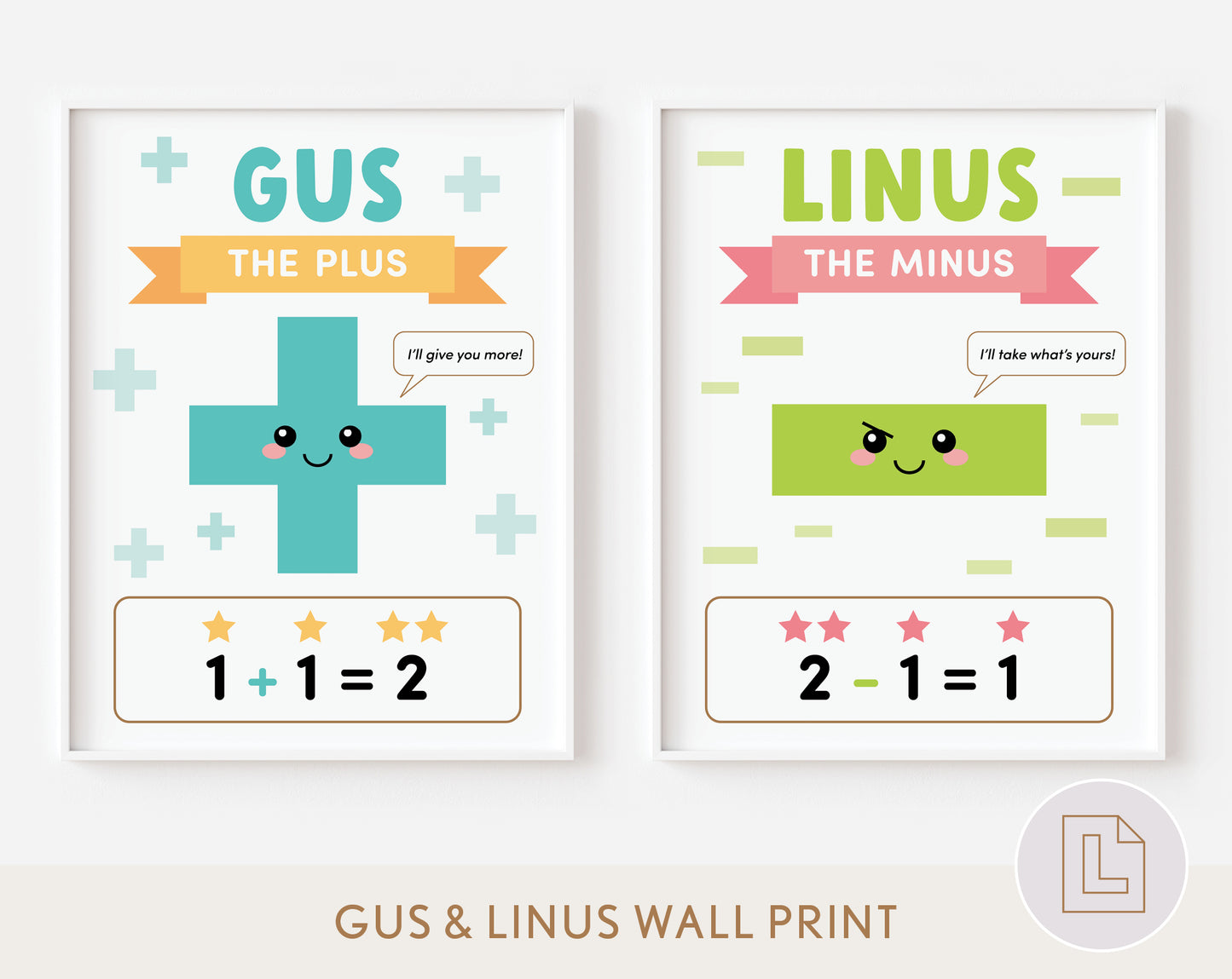 Gus the Plus Linus the Minus Wall Art Poster