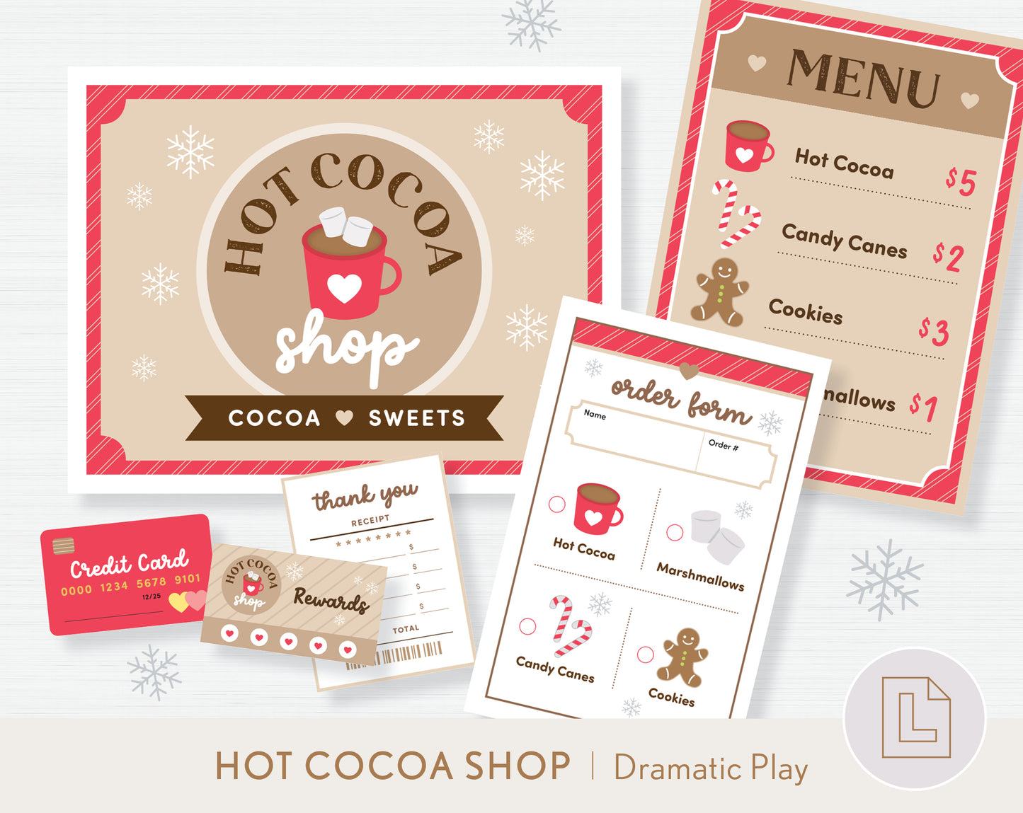 Christmas Hot Cocoa Shop Dramatic Play Printable