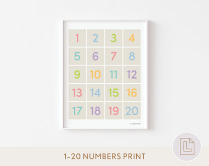 Numbers 1-20 Printable Chart