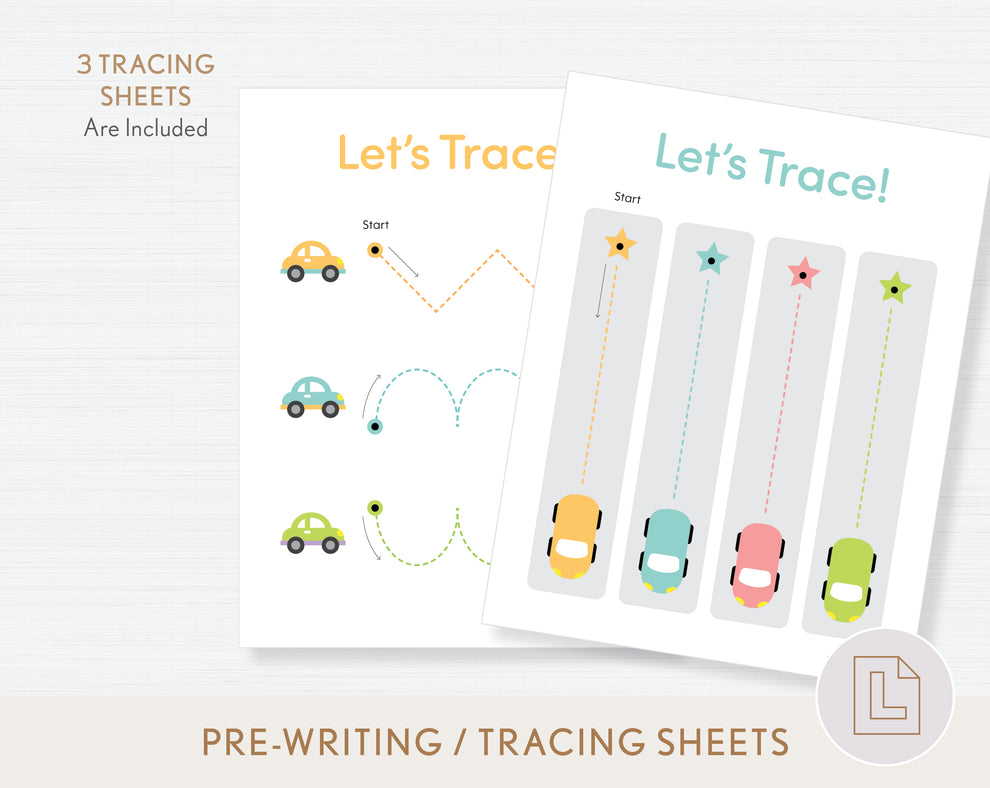 Cars Tracing Pre-writing Practice Worksheet – Lela Paper