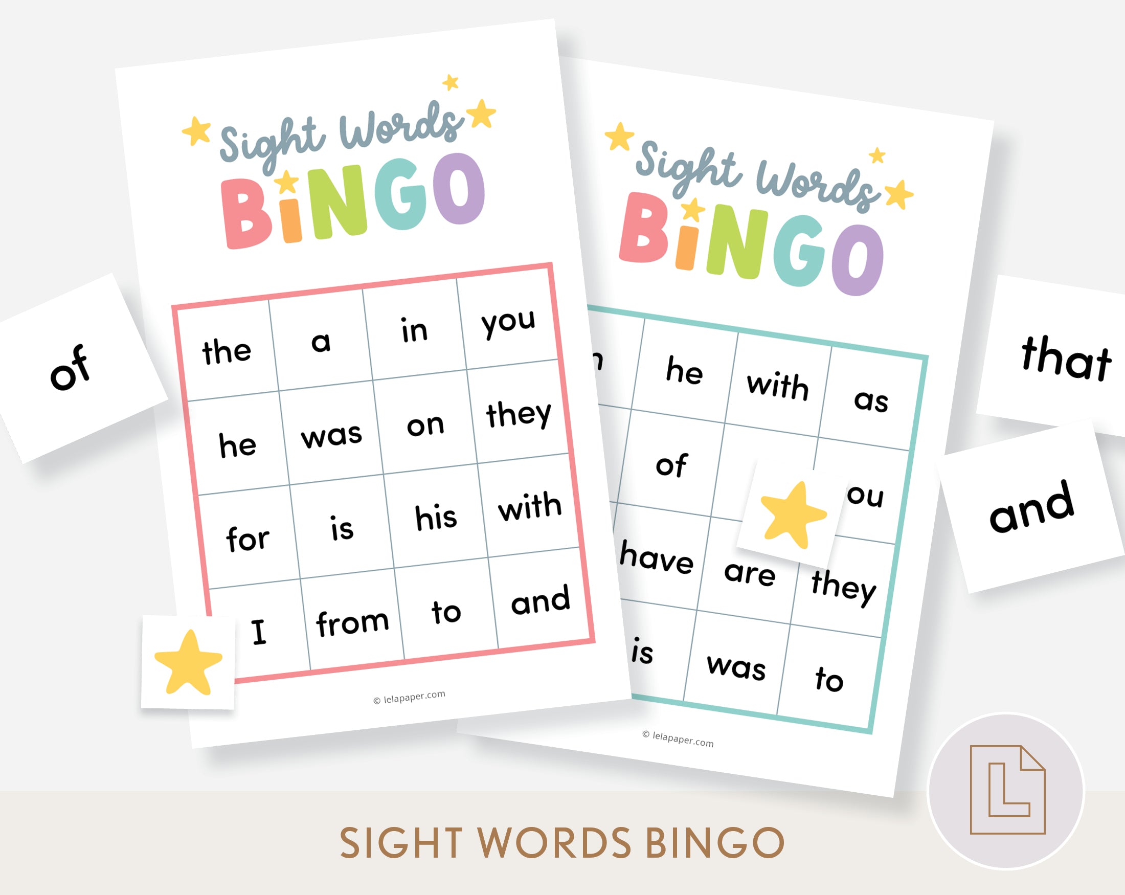 Sight Words Bingo Game Lela Paper Sight words bingo game lela paper