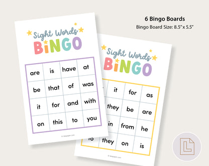 Sight Words Bingo Game