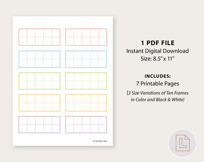 Ten Frames Counting Printable