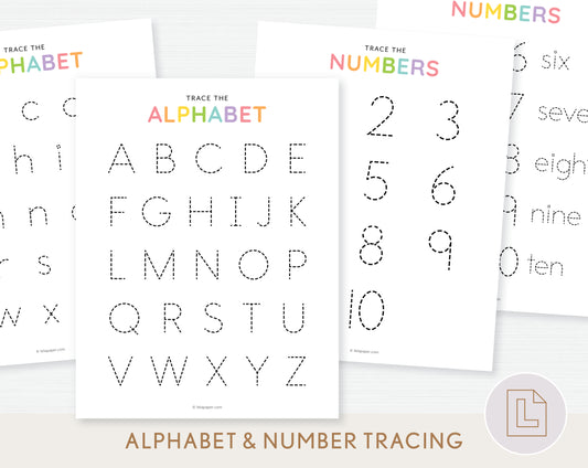 Alphabet Number Tracing Sheets