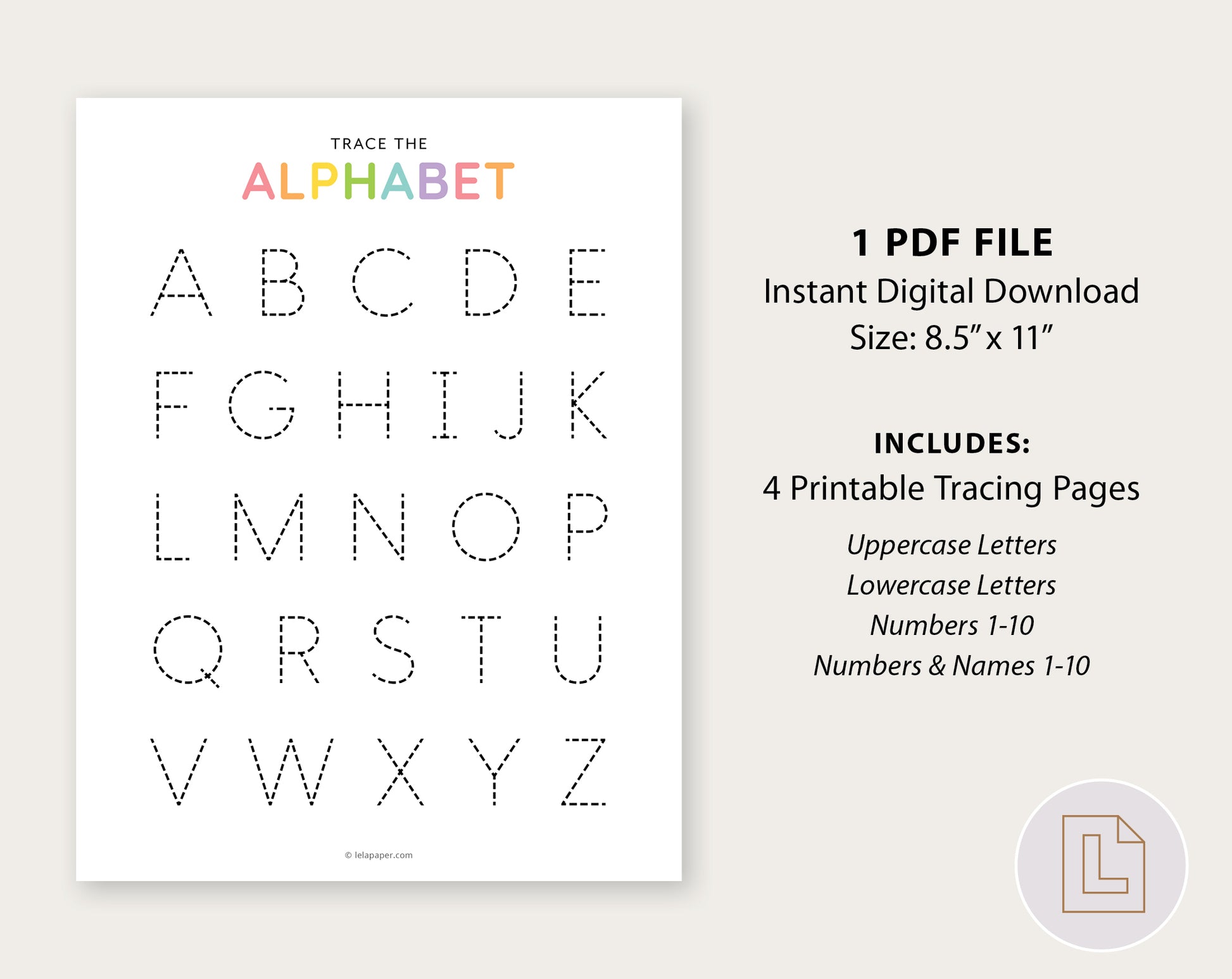 Alphabet Number Tracing Sheets – Lela Paper alphabet-number-tracing-sheets-lela-paper