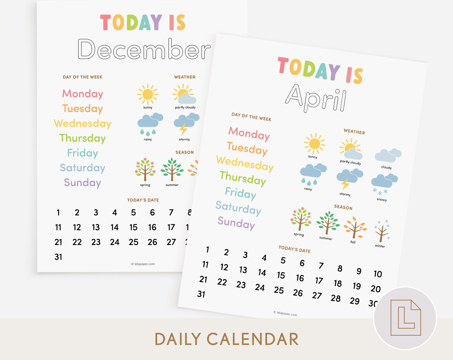 Daily Circle Time Traceable Calendar