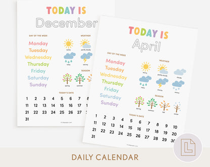 Daily Circle Time Traceable Calendar