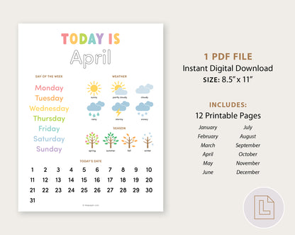Daily Circle Time Traceable Calendar