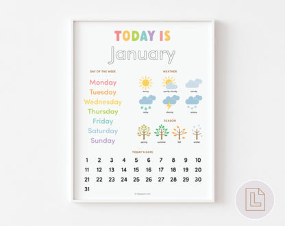 Daily Circle Time Traceable Calendar