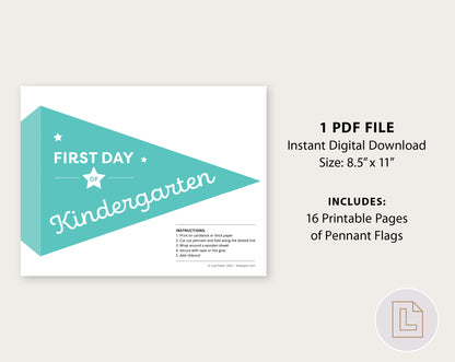 First Day of School Pennant Flags Printable | Back to School Banners – Blue