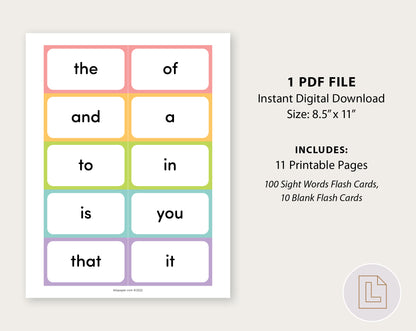 Fry's First 100 Sight Words Flashcards